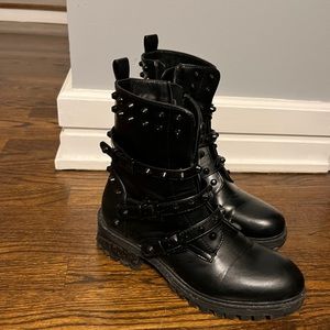 Azalea Wang studded combat black boots